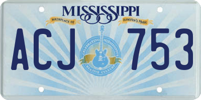 MS license plate ACJ753