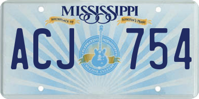 MS license plate ACJ754
