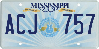 MS license plate ACJ757