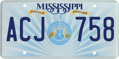 MS license plate ACJ758