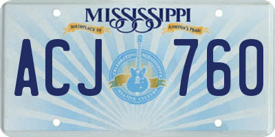 MS license plate ACJ760