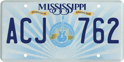 MS license plate ACJ762