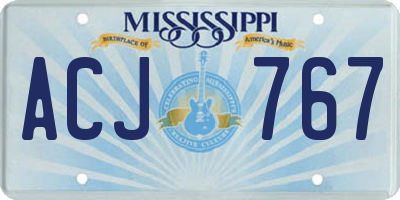 MS license plate ACJ767