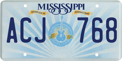 MS license plate ACJ768
