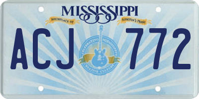 MS license plate ACJ772