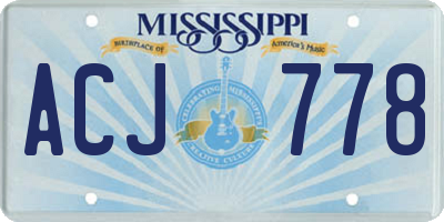 MS license plate ACJ778