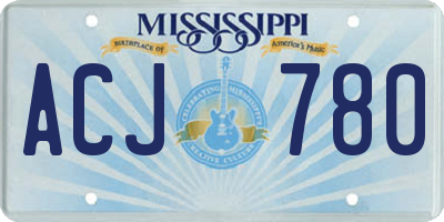 MS license plate ACJ780