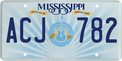 MS license plate ACJ782
