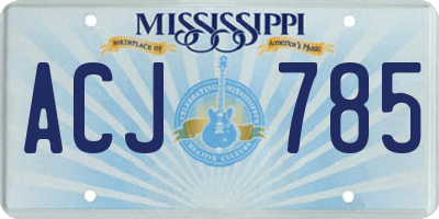 MS license plate ACJ785