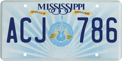 MS license plate ACJ786