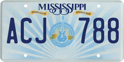 MS license plate ACJ788