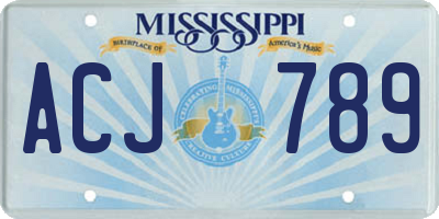 MS license plate ACJ789