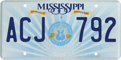 MS license plate ACJ792