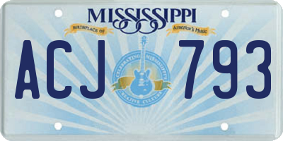 MS license plate ACJ793