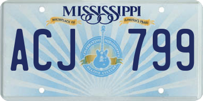 MS license plate ACJ799
