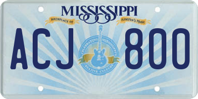 MS license plate ACJ800