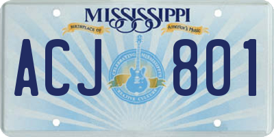 MS license plate ACJ801