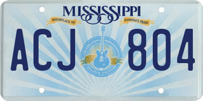 MS license plate ACJ804
