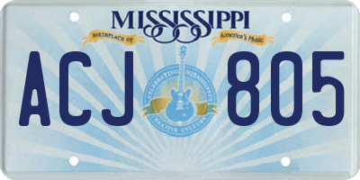 MS license plate ACJ805