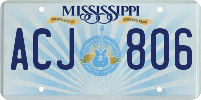 MS license plate ACJ806