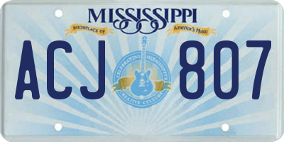 MS license plate ACJ807