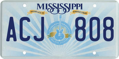 MS license plate ACJ808