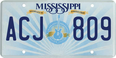 MS license plate ACJ809