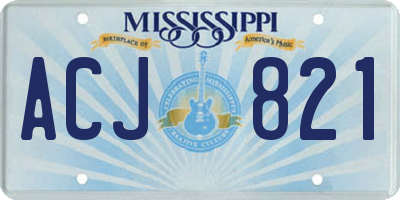 MS license plate ACJ821
