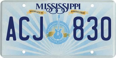 MS license plate ACJ830