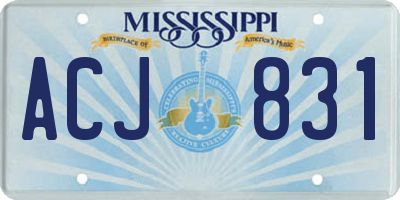 MS license plate ACJ831