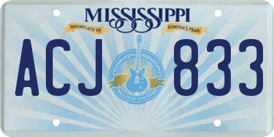 MS license plate ACJ833