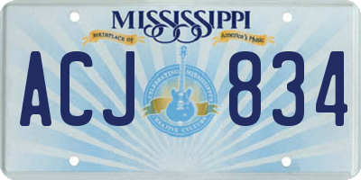 MS license plate ACJ834