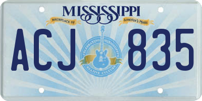 MS license plate ACJ835