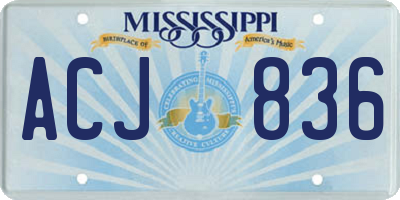MS license plate ACJ836