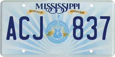 MS license plate ACJ837
