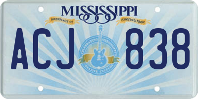 MS license plate ACJ838