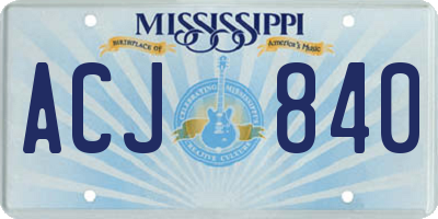 MS license plate ACJ840