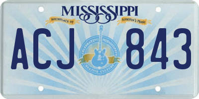 MS license plate ACJ843
