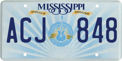 MS license plate ACJ848