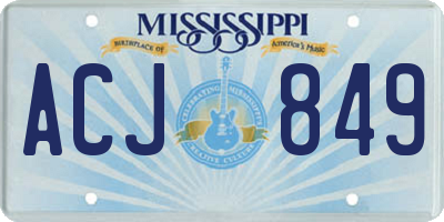 MS license plate ACJ849