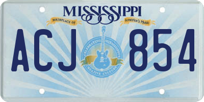MS license plate ACJ854