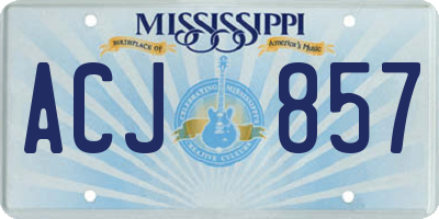 MS license plate ACJ857