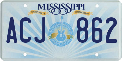 MS license plate ACJ862