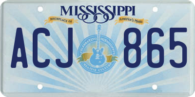 MS license plate ACJ865