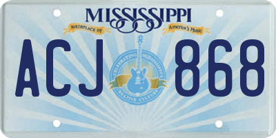 MS license plate ACJ868