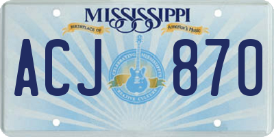 MS license plate ACJ870