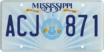 MS license plate ACJ871