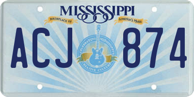 MS license plate ACJ874