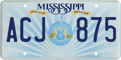 MS license plate ACJ875