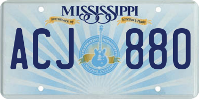 MS license plate ACJ880